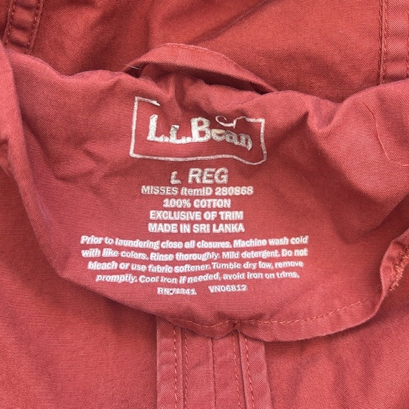 L.L. Bean | Coral Orange 100% Cotton Light Weight Jacket Size Large - Picture 6 of 12